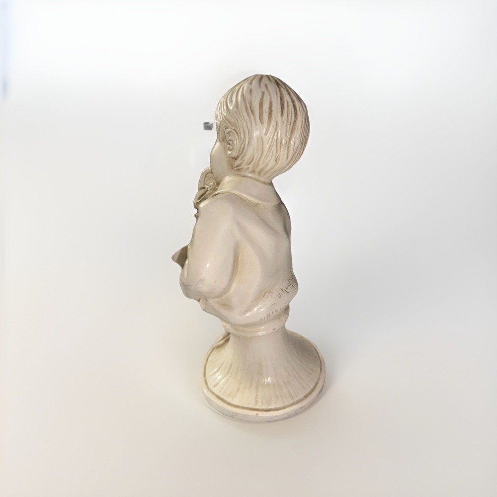 Vintage 1971 Universal Statuary Corp J Kendrick Boy Girl Chalkware Bust Set - Picture 7 of 12